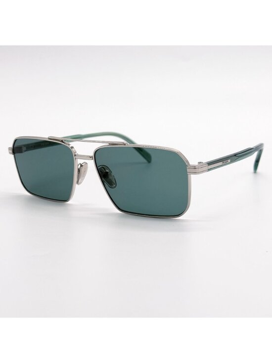 New Prada Silver Green Square Unisex Sunglasses PRA57S 1BC10G main image 9